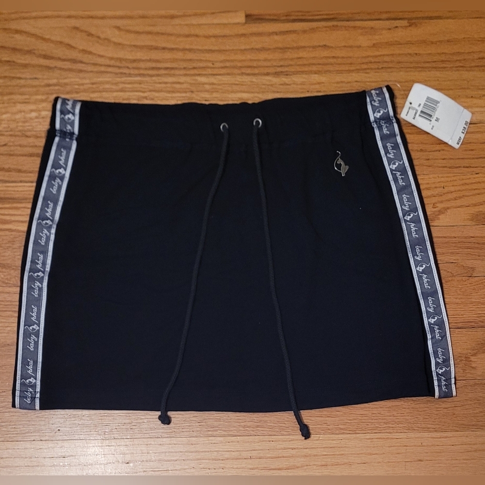 Vintage Y2K Baby Phat Navy Blue Drawstring Logo Skirt- Size- Medium- NWT